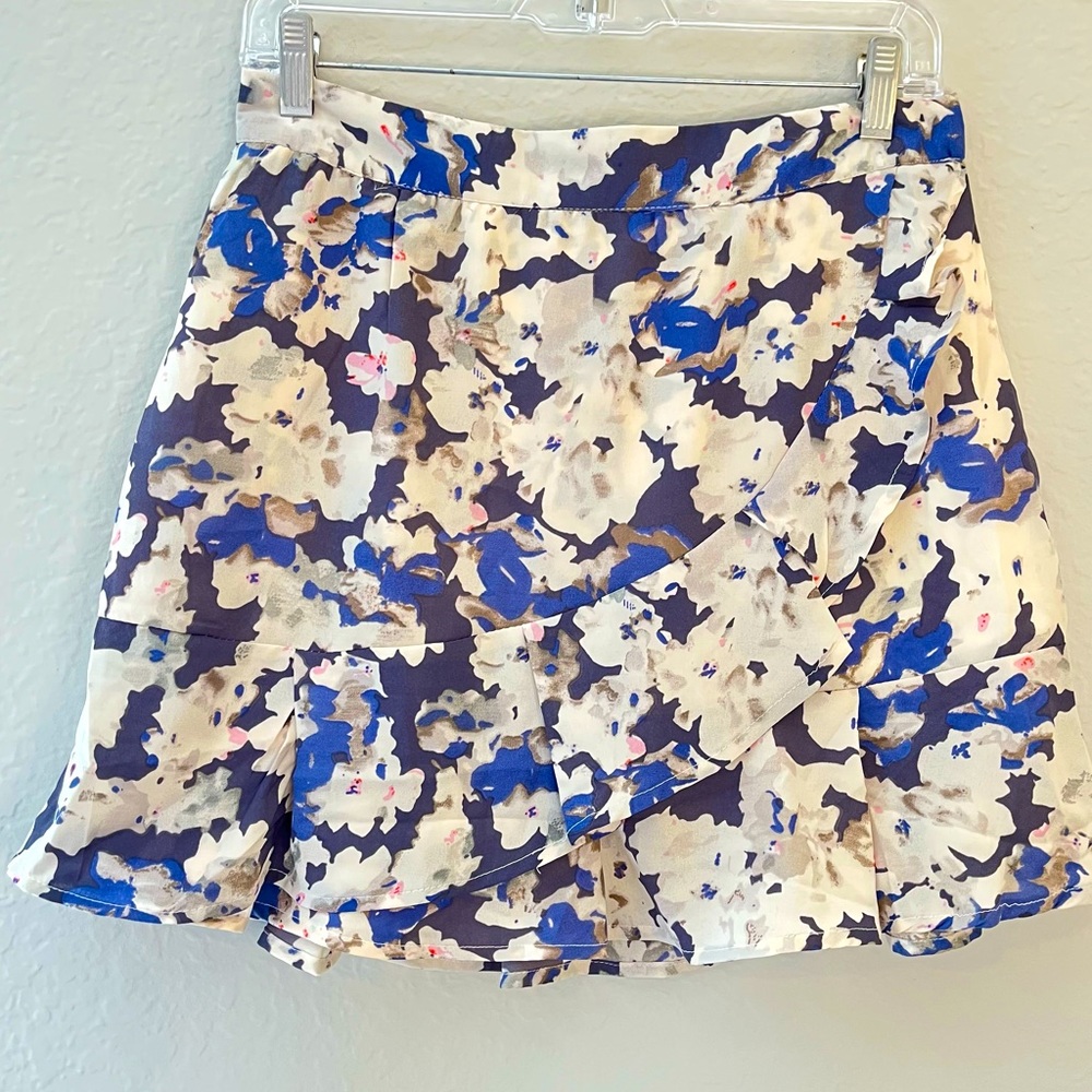 Sim & Sam Women’s Floral Ruffled Overlap Skirt NWT Sz L